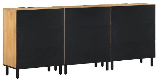 3 db barna tömör mangó tálalószekrény 60x33x75 cm