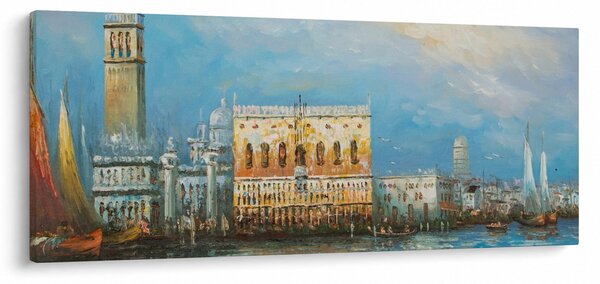 Kép - gondola Velencén áthaladva, olajfestmény (120x50 cm)