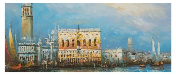 Kép - gondola Velencén áthaladva, olajfestmény (120x50 cm)