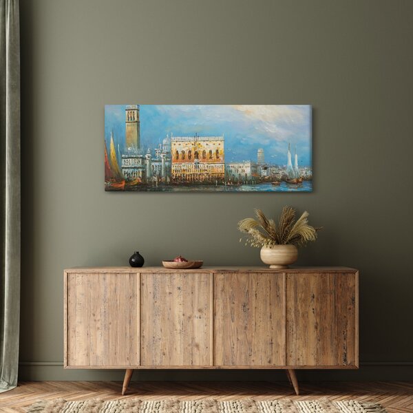 Kép - gondola Velencén áthaladva, olajfestmény (120x50 cm)