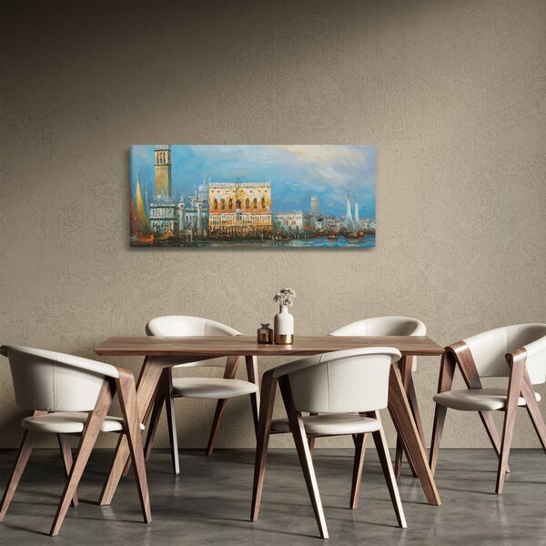 Kép - gondola Velencén áthaladva, olajfestmény (120x50 cm)