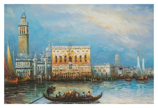 Kép - gondola Velencén áthaladva, olajfestmény (90x60 cm)