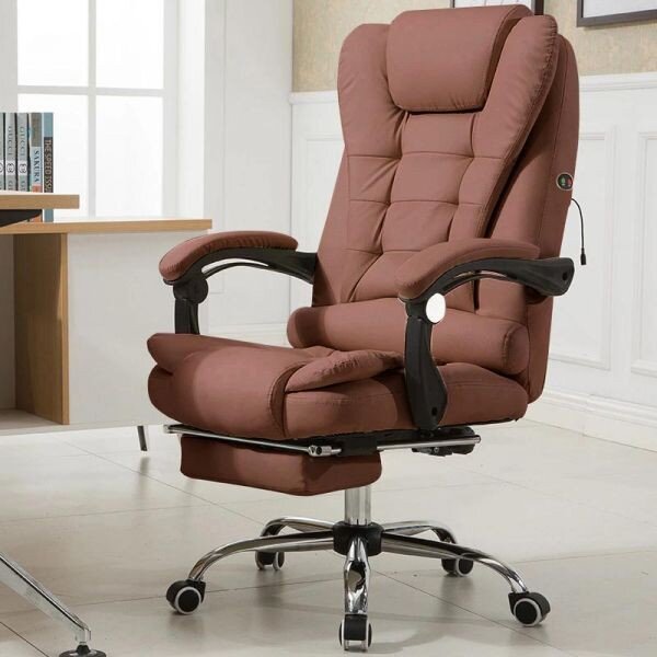 Főnöki irodai szék masszázs funkcióval, lábtartóval - Barna