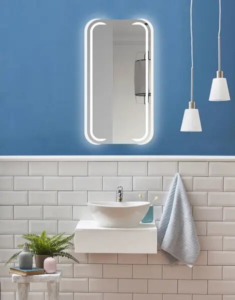 Mezős fehér LED tükör 50 x 80 cm