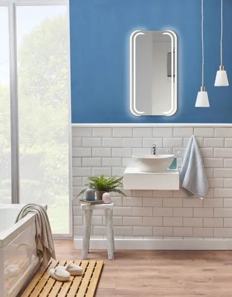 Mezős fehér LED tükör 50 x 80 cm