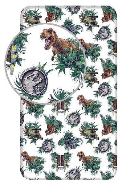 Jerry Fabrics Jurassic World mintás gumis lepedő - 90 x 200 cm