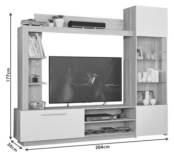 TV komód szett, June, Iunie, 204x35x177 cm