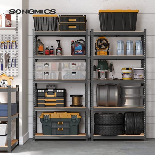 Polc 5 szintes, Songmics, 40 x 90 x 180 cm, fekete, GLR040G01