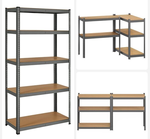 Polc 5 szintes, Songmics, 40 x 90 x 180 cm, fekete, GLR040G01