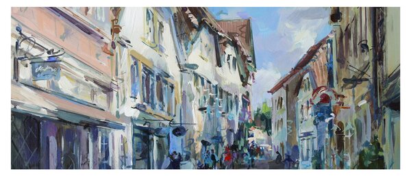 Kép - régi város sikátora, akril festmény (120x50 cm)