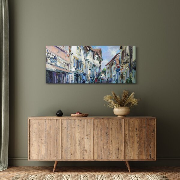 Kép - régi város sikátora, akril festmény (120x50 cm)