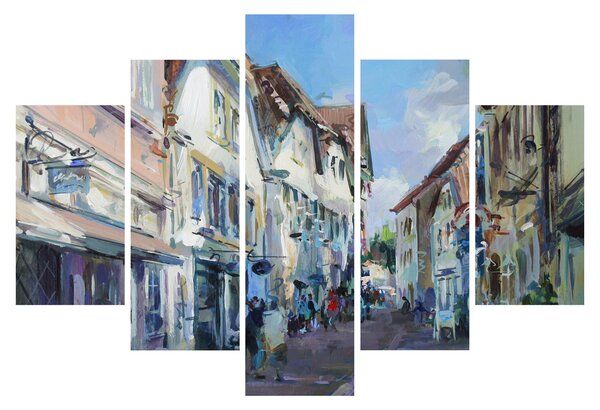 Kép - régi város sikátora, akril festmény (150x105 cm)