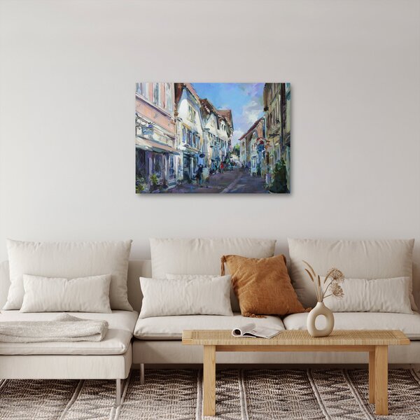 Kép - régi város sikátora, akril festmény (70x50 cm)
