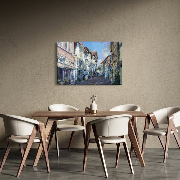 Kép - régi város sikátora, akril festmény (90x60 cm)