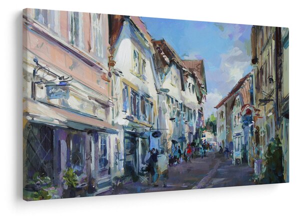Kép - régi város sikátora, akril festmény (90x60 cm)