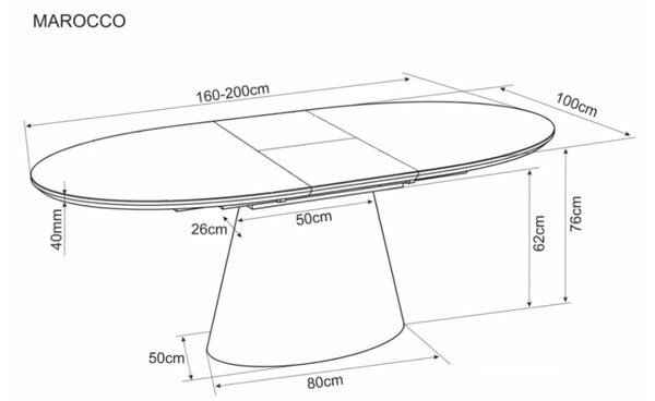 Marocco bővíthető étkezőasztal 160-200cm tölgy