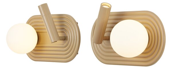 2 db-os Retro fali lámpa szett taupe színben, LED-del, 3 fokozatban dimmelhető és USB-C-vel - Lila