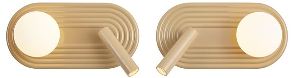 2 db-os Retro fali lámpa szett taupe színben, LED-del, 3 fokozatban dimmelhető és USB-C-vel - Lila