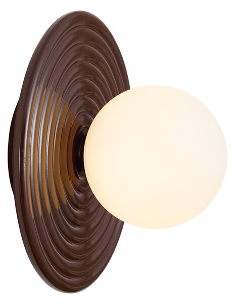 Retro fali lámpa barna opálüveggel, kerek 20 cm IP44 - Lila