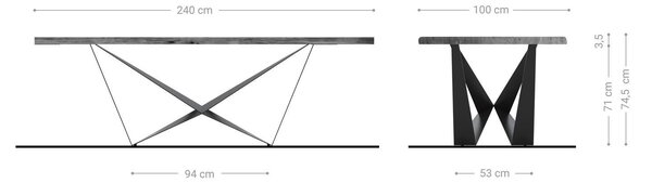 DELIFE Étkezőasztal Edge 240x100 akác természetes Spider laposacél rozsdamentes acél Live-Edge