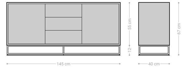 DELIFE Komód Famke 145 cm mango teak 2 ajtós 3 fiókos