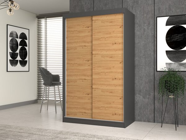 Aldabra IGA 120 B tolóajtós gardróbszekrény 120x61x200, sima, antracit- tölgy