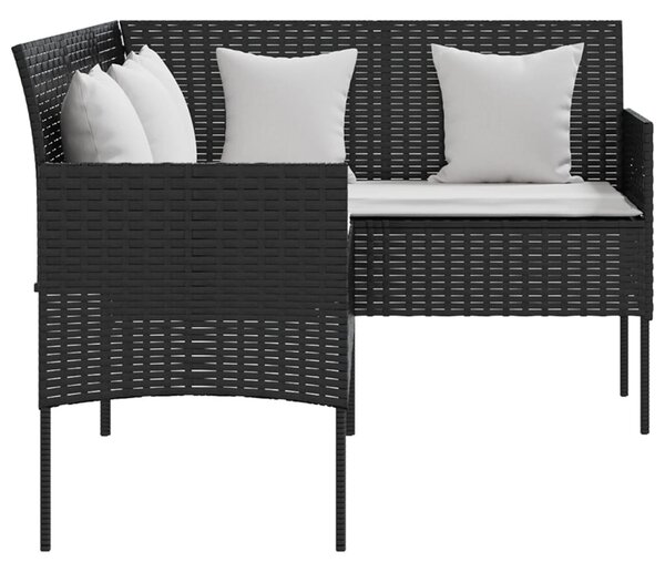 VidaXL fekete polyrattan L-alakú kanapé párnákkal