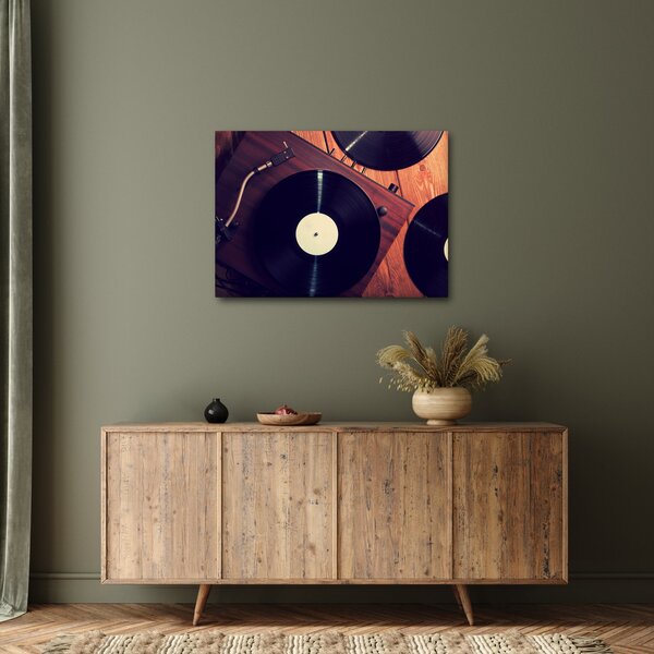 Gramofon lemezek képe (70x50 cm)