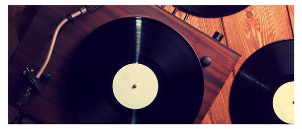 Gramofon lemezek képe (120x50 cm)