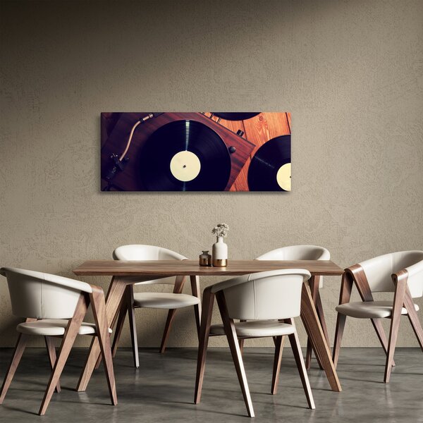 Gramofon lemezek képe (120x50 cm)