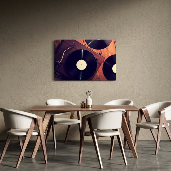 Gramofon lemezek képe (90x60 cm)