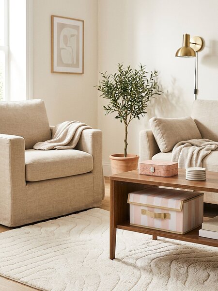 Sinsay - Összecsukható csíkos tárolódoboz fedéllel - bézs