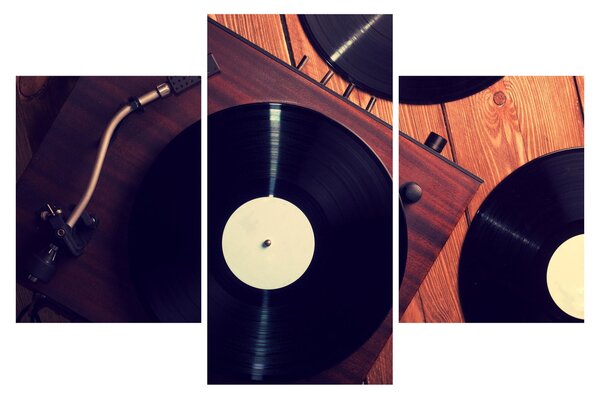 Gramofon lemezek képe (90x60 cm)