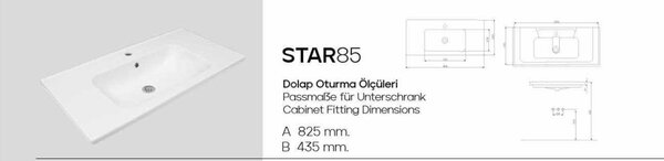 Star mosdókagyló, kerámia, 85 x 3 x 45 cm
