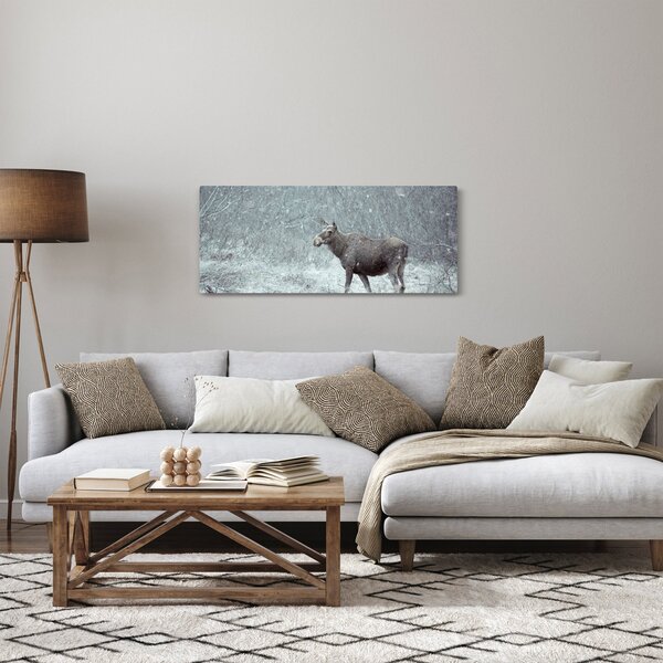 Kép - jávorszarvas egy hóval borított erdőben (120x50 cm)