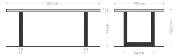 DELIFE Étkezőasztal Edge 200x100x2,5-3 tölgy természetes rozsdamentes acél széles Live-Edge