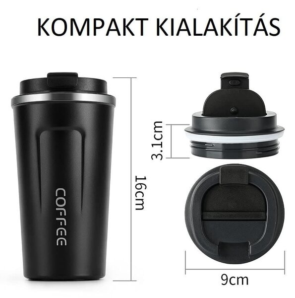 Coffee utazó termosz bögre - 510 ml - fekete