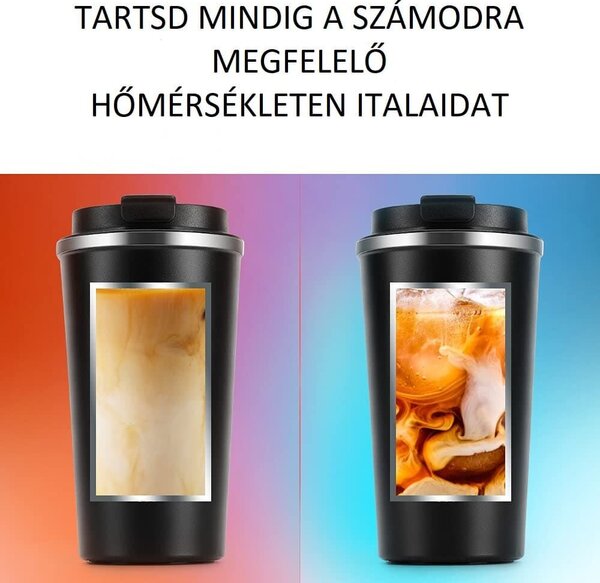 Coffee utazó termosz bögre - 510 ml - fekete