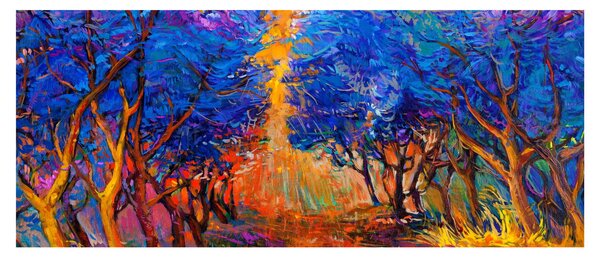 Kép - őszi fa koronák, modern impresszionizmus (120x50 cm)