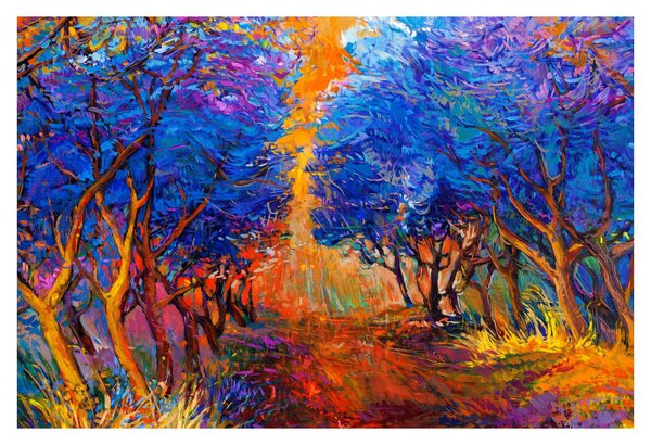 Kép - őszi fa koronák, modern impresszionizmus (90x60 cm)