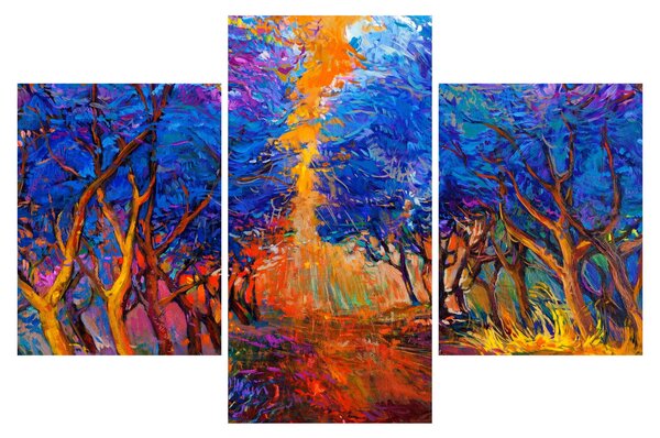 Kép - őszi fa koronák, modern impresszionizmus (90x60 cm)