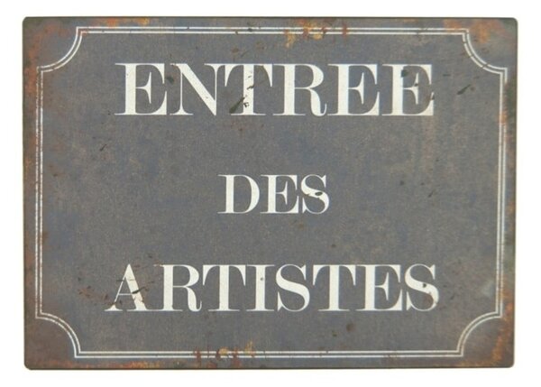 Fém falitábla 21x15 cm Entrée des Artistes – Antic Line