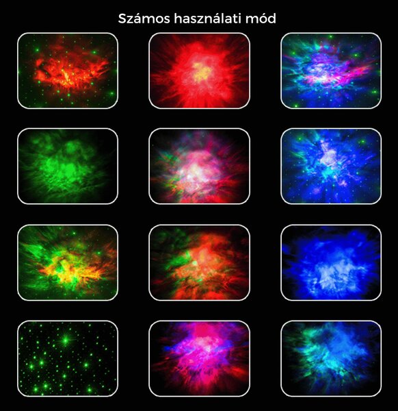 Ülő asztronauta, galaxis projektor (LED) - Fehér/Csillagos