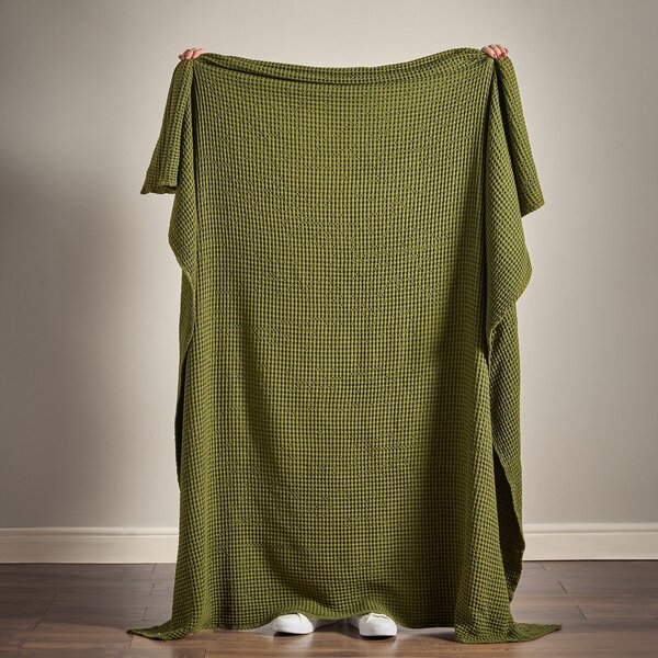 Zöld pamut takaró 150x200 cm Jaipur Chunky Waffle – Pineapple Elephant