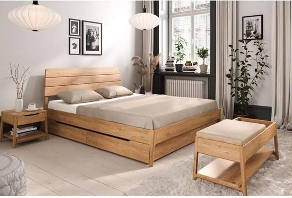 Natúr színű tölgyfa franciaágy 160x200 cm Twig – The Beds