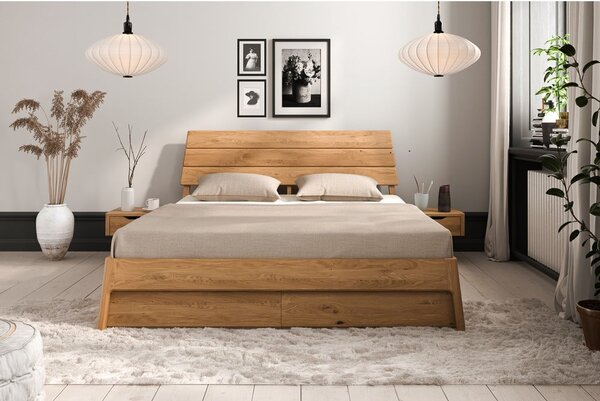 Natúr színű tölgyfa franciaágy 160x200 cm Twig – The Beds