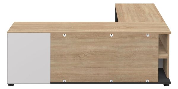 Fekete-natúr színű TV-állvány tölgyfa dekorral 130x46 cm Angle – TemaHome