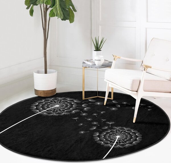 Fekete mosható-robotporszívóval tisztítható kerek szőnyeg ø 120 cm Comfort – Mila Home