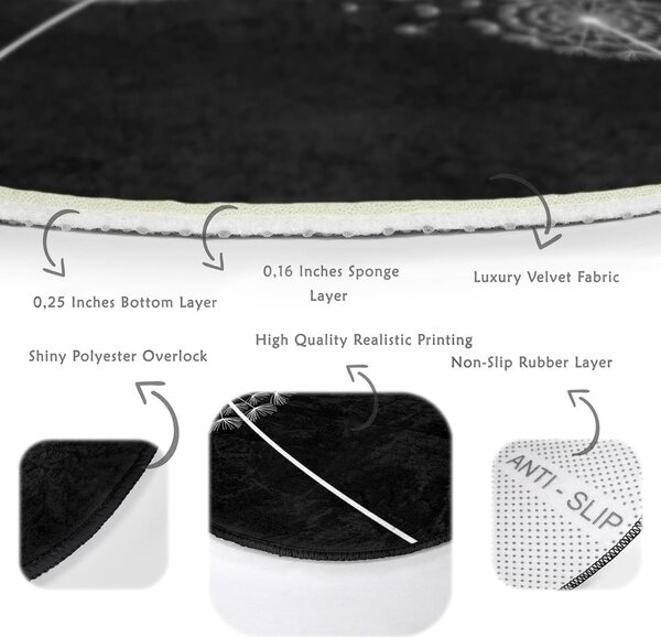 Fekete mosható-robotporszívóval tisztítható kerek szőnyeg ø 120 cm Comfort – Mila Home