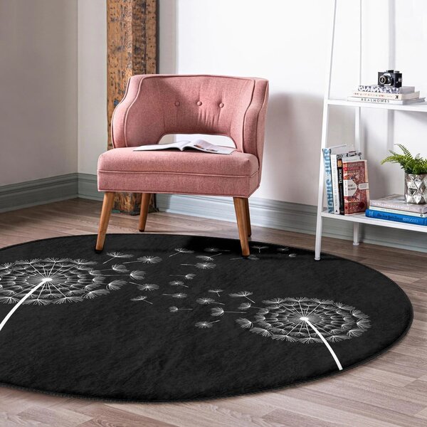 Fekete mosható-robotporszívóval tisztítható kerek szőnyeg ø 120 cm Comfort – Mila Home